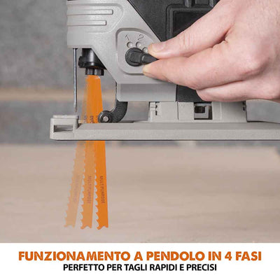 Seghetto alternativo a batteria Evolution R90JGS-Li con 5 lame multi-materiale, batteria da 2Ah e caricabatterie