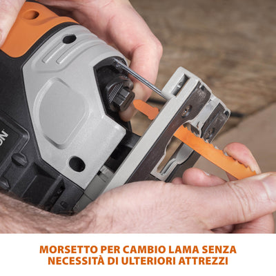 Seghetto alternativo a batteria Evolution R90JGS-Li con 5 lame multi-materiale, batteria da 2Ah e caricabatterie