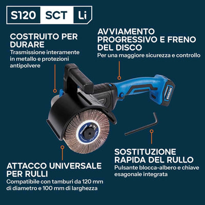 Satinatrcie a batteria 18V con motore a spazzole e 2 tamburi | S120SCT-Li