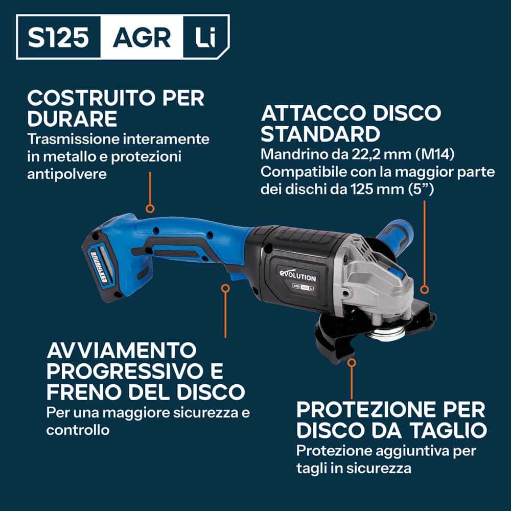 Smerigliatrice angolare a batteria da 125mm (5