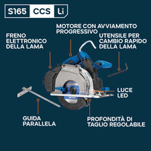 Sega circolare per ferro a batteria da 165mm con lama a taglio sottile | Profondità di taglio di 58mm | S165CCS-Li