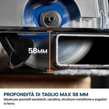 Sega circolare per ferro a batteria da 165mm con lama a taglio sottile | Profondità di taglio di 58mm | S165CCS-Li