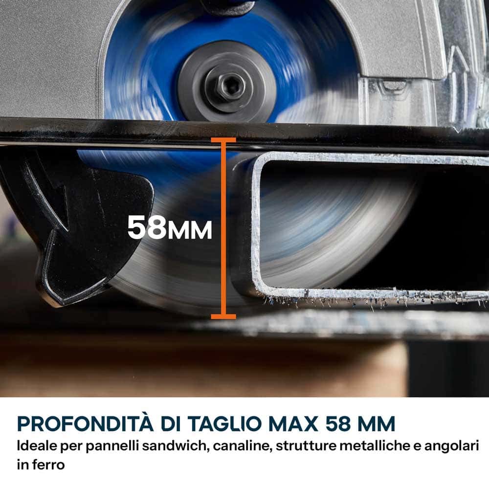 Sega circolare per ferro a batteria da 165mm con lama a taglio sottile | Profondità di taglio di 58mm | S165CCS-Li