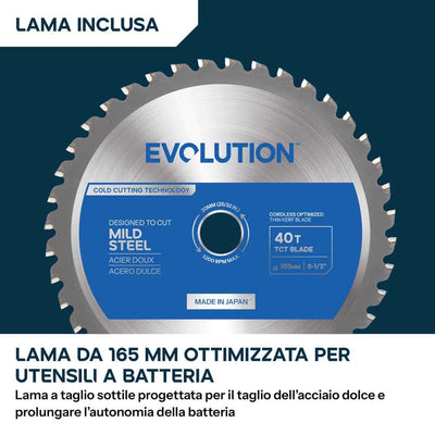 Sega circolare per ferro a batteria da 165mm con lama a taglio sottile | Profondità di taglio di 58mm | S165CCS-Li