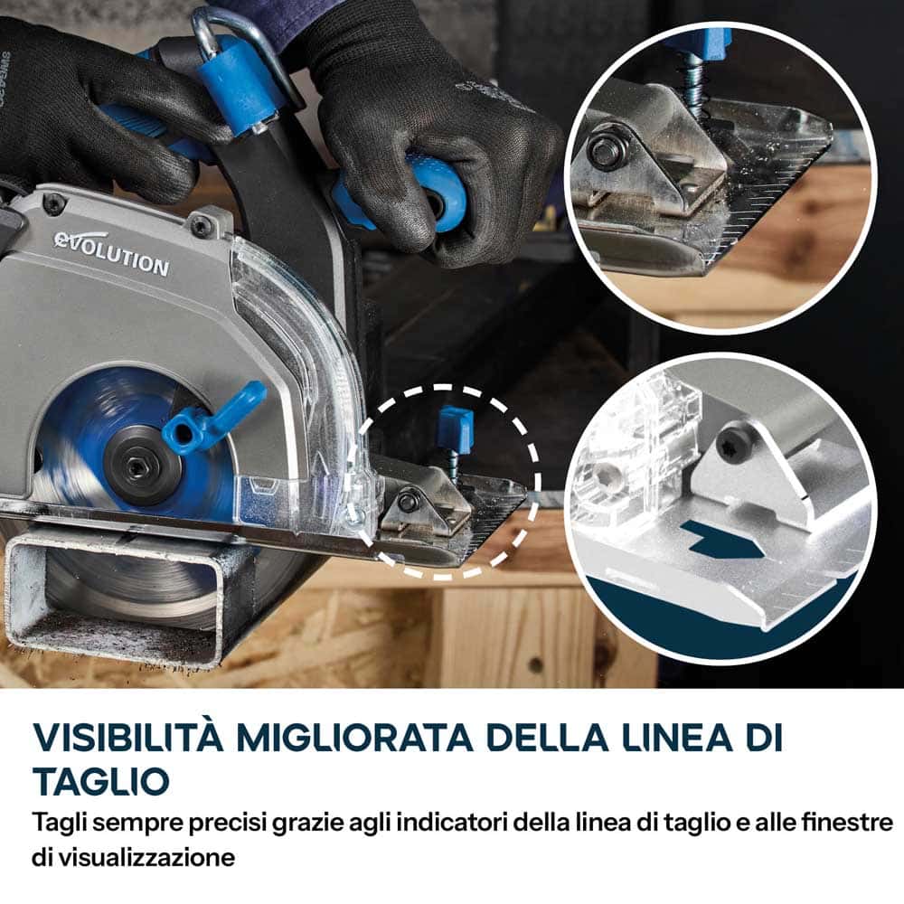 Sega circolare per ferro a batteria da 165mm con lama a taglio sottile | Profondità di taglio di 58mm | S165CCS-Li