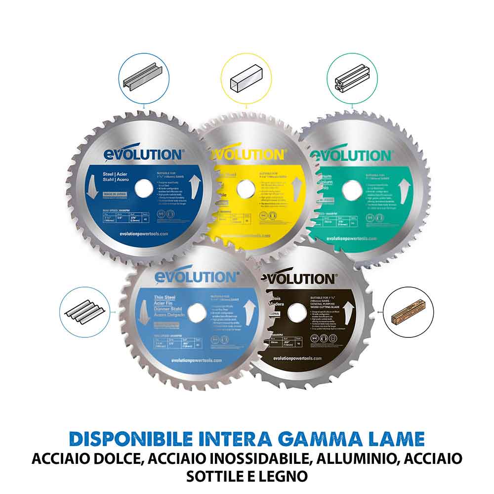 Sega circolare da 185mm Evolution S185CCSL per il taglio del metallo
