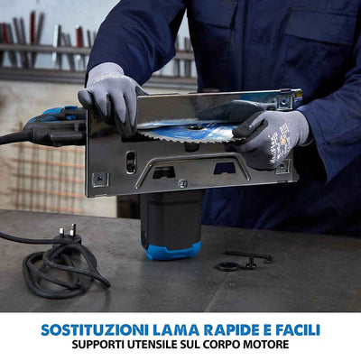 Pacchetto Evolution: Sega circolare S210CCS da 210mm per il taglio del metallo + binari di guida al taglio da 1,4m