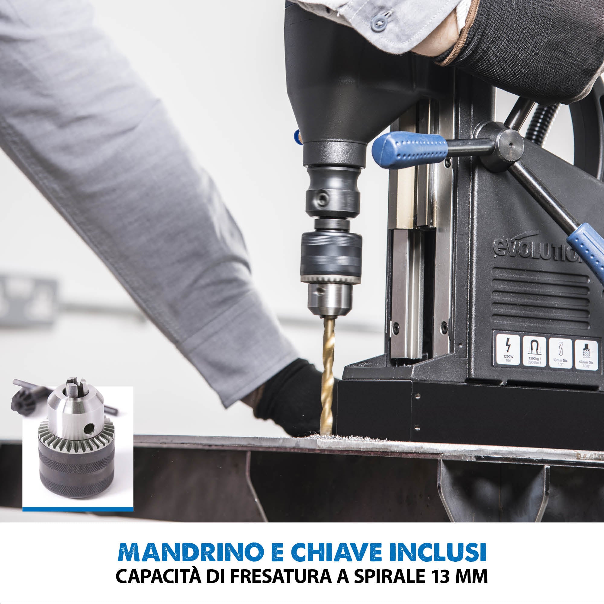 Pacchetto Evolution: Trapano magnetico a colonna S28MAG + kit da 6 frese profondità max 25mm