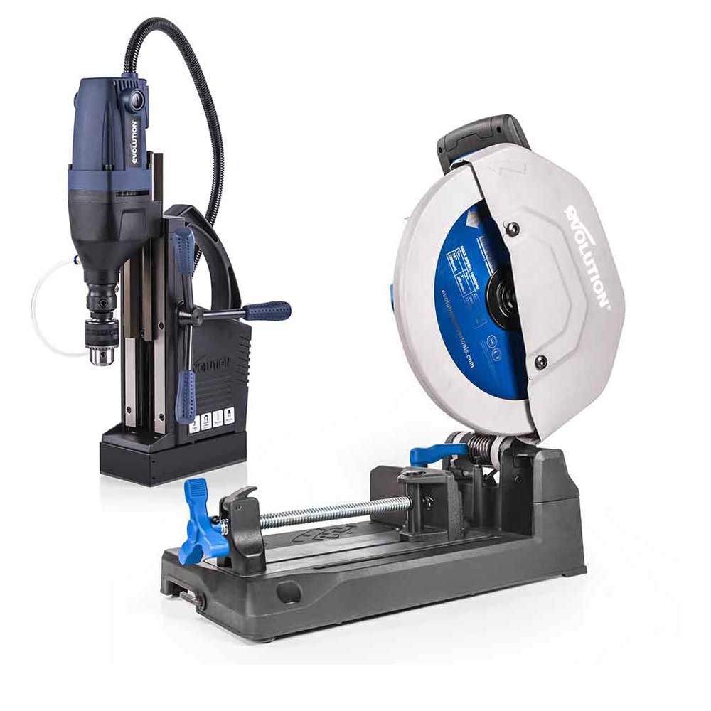 Pacchetto Evolution: Troncatrice a trazione S355CPS da 355mm + Trapano magnetico a colonna S28MAG