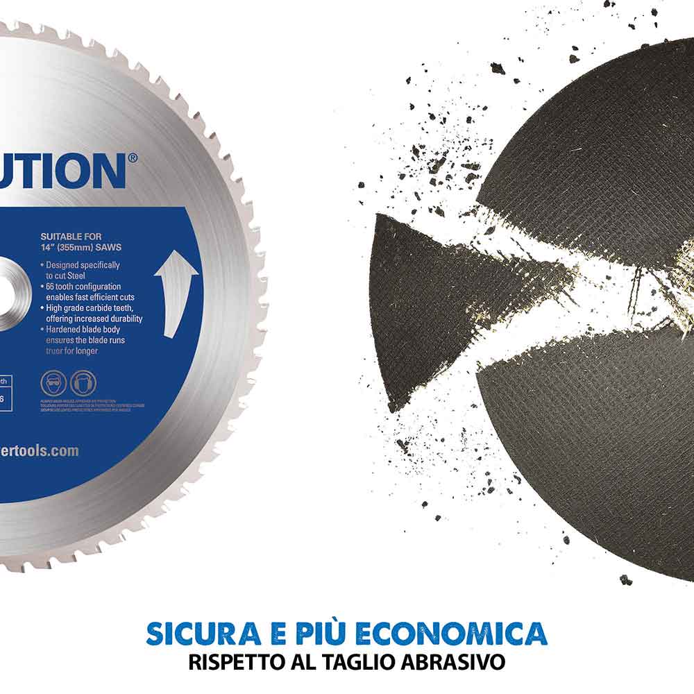 Pacchetto Evolution: Troncatrice a trazione da 355 mm S355CPS per il taglio del metallo + Supporto universale