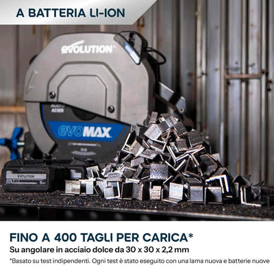 Troncatrice a trazione a batteria da 355mm per il taglio dei metalli, con motore brushless da 36V e lama EvoMax – S355CPS-Li