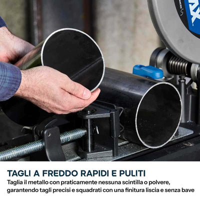 Troncatrice a trazione a batteria da 355mm per il taglio dei metalli, con motore brushless da 36V e lama EvoMax – S355CPS-Li
