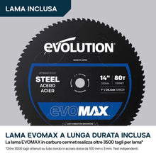 Troncatrice a trazione a batteria da 355mm per il taglio dei metalli, con motore brushless da 36V e lama EvoMax – S355CPS-Li