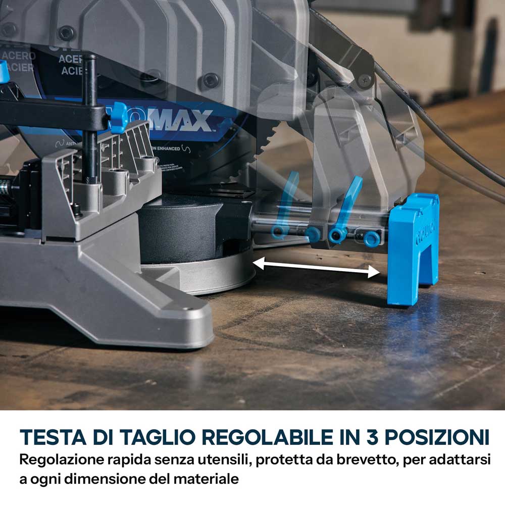 Pacchetto Evolution: Troncatrice per metalli S355MCS-G2 da 355mm con lama a lunga durata EVOMAX + Supporto con ruote
