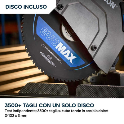 Troncatrice per metalli da 355mm con lama a lunga durata EVOMAX, tecnologia del motore intelligente e guida Shadowline | S355MCS-G2