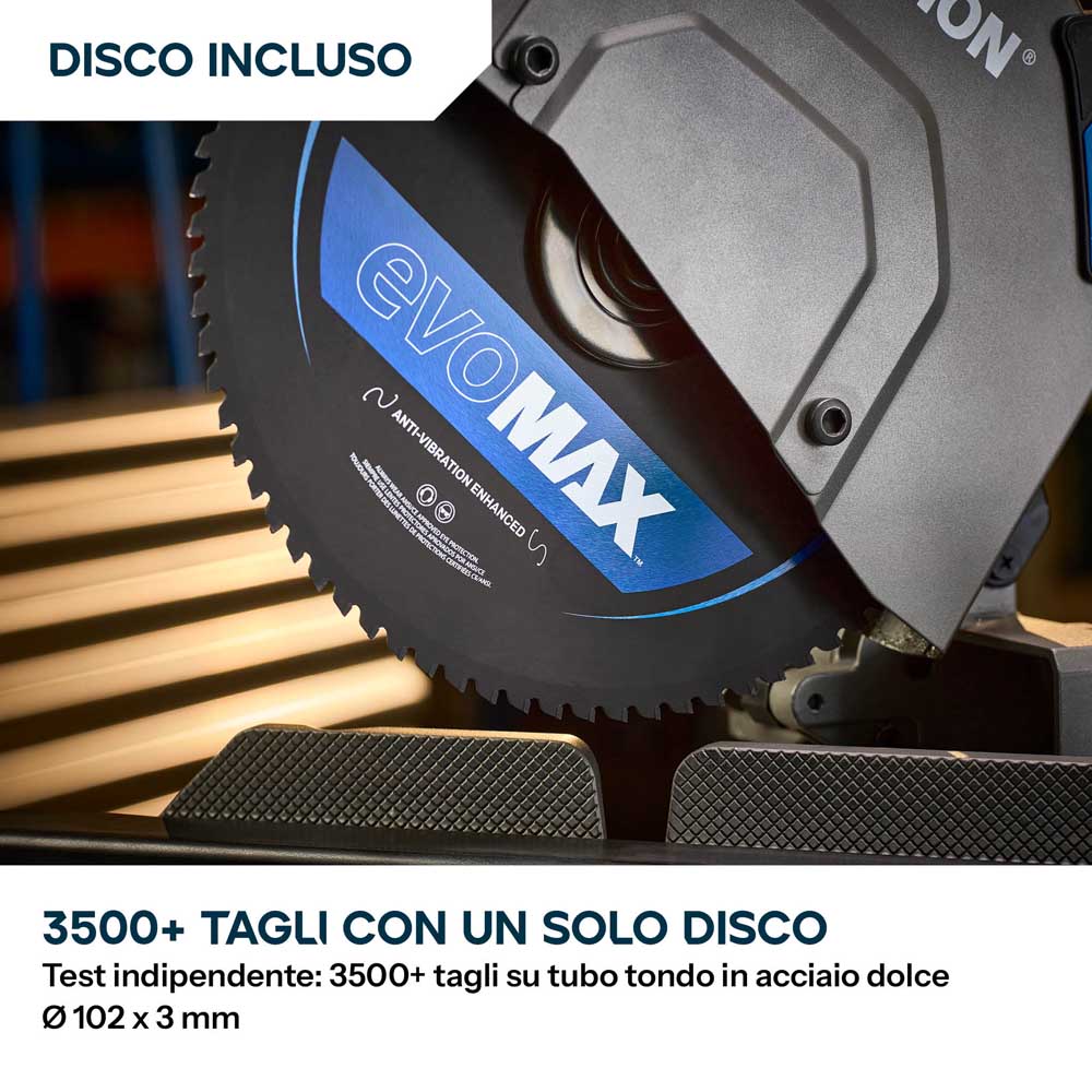 Troncatrice per metalli da 355mm con lama a lunga durata EVOMAX, tecnologia del motore intelligente e guida Shadowline | S355MCS-G2