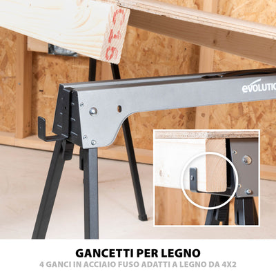 Kit di 2 cavalletti pieghevoli in metallo Evolution