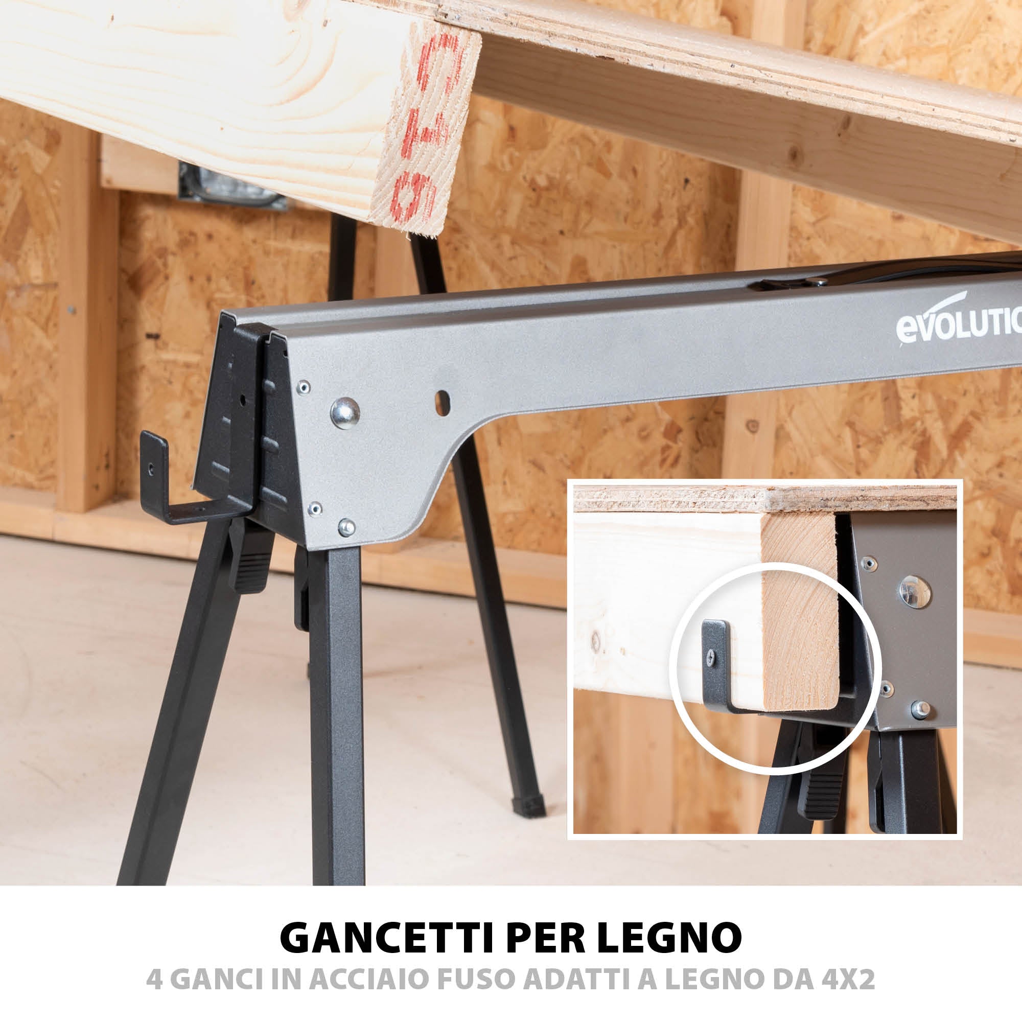 Kit di 2 cavalletti pieghevoli in metallo Evolution