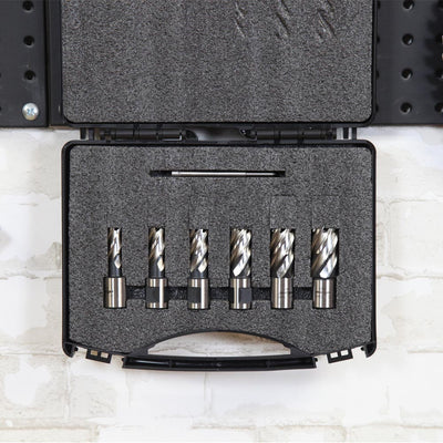 Pacchetto Evolution: Trapano magnetico a colonna  portatile per metalli EVOMAG42 + kit da 6 frese profondità max 25mm