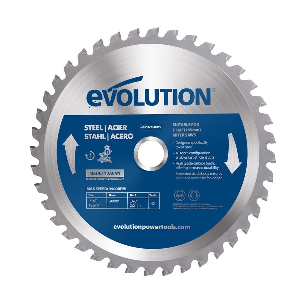 Lama per acciaio in TCT Evolution da 185 mm con 40 denti e alesaggio da 20 mm per troncatrice radiale angolare