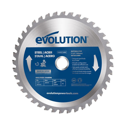 Lama per acciaio in TCT Evolution da 185 mm con 40 denti e alesaggio da 20 mm per troncatrice radiale angolare
