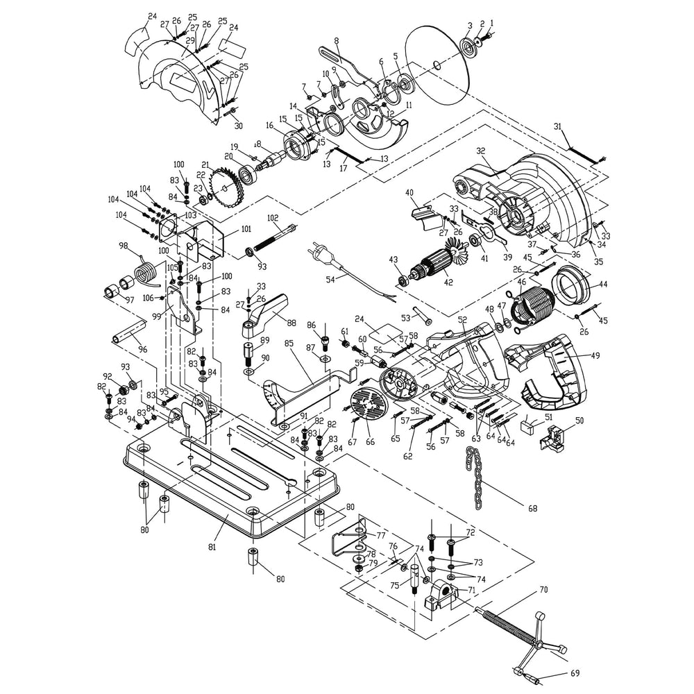 Evolution RAGE4 Chop Saw Ricambi