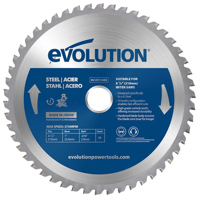 Lama per acciaio in TCT Evolution da 210 mm con 50 denti e alesaggio da 25,4 mm per troncatrice a trazione angolare / radiale