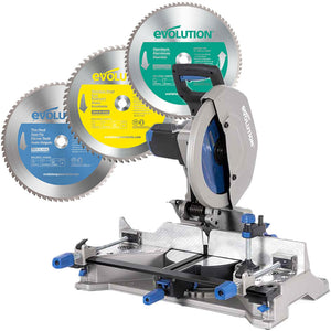 Pacchetto Evolution: Troncatrice angolare S355MCS da 355 mm + 4 lame per diversi metalli