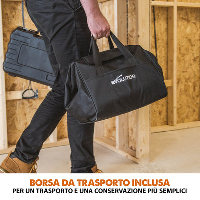 Pacchetto Evolution: Sega circolare R185CCSX+ con lama da 185mm multi-materiale TCT + borsa per il trasporto + Binari guida al taglio universali da 2,8 m