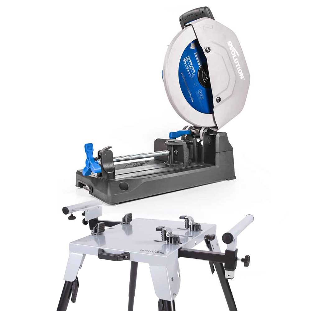 Pacchetto Evolution: Troncatrice a trazione da 355 mm S355CPS per il taglio del metallo + Supporto universale