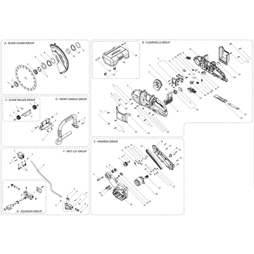 Evolution R260DCT-Li Tagliasuolo / sega per cemento Ricambi