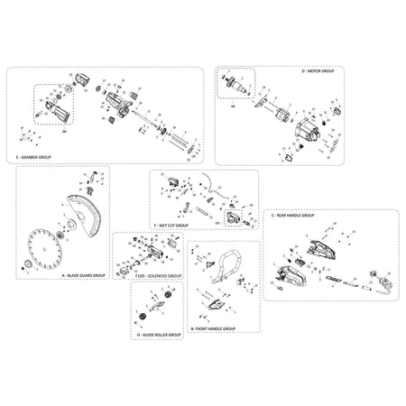 Evolution R350DCT Troncatrice / sega per cemento Ricambi